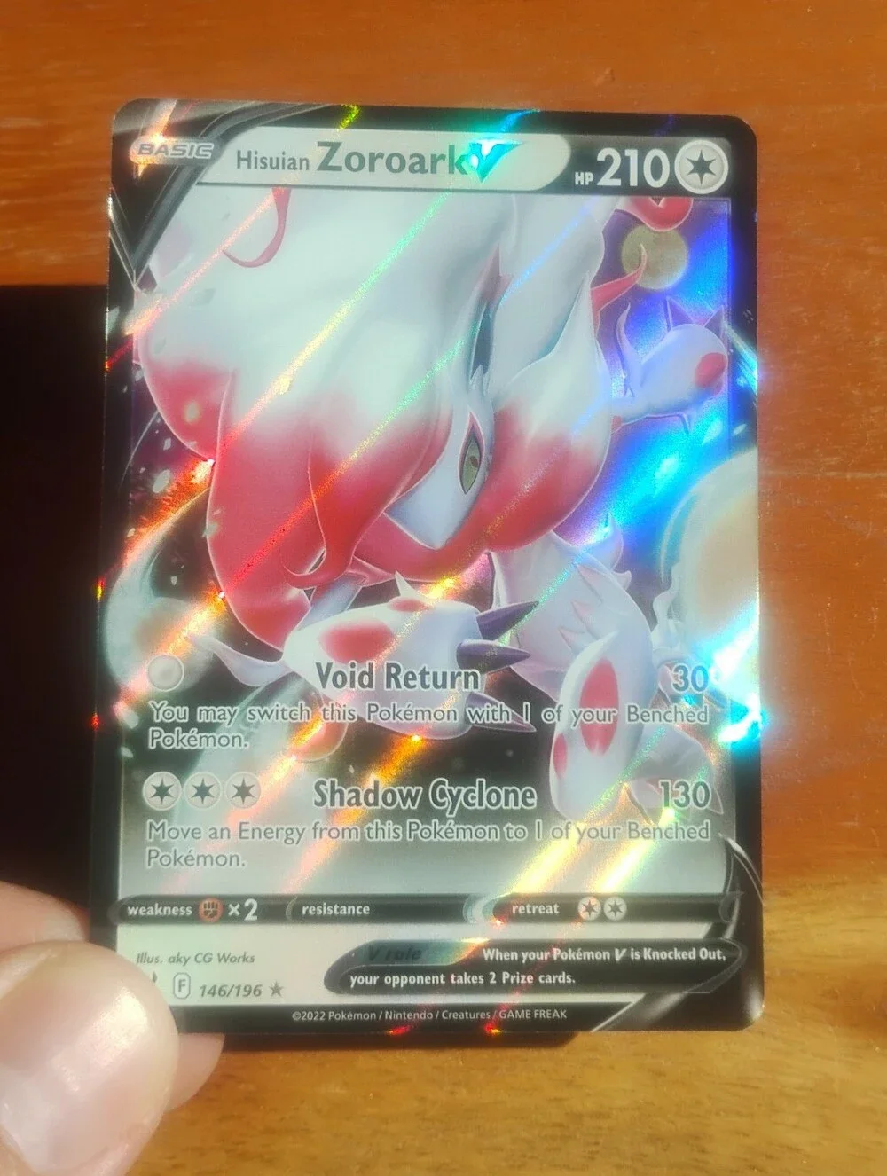 Mint 2022 Holo Full Art Hisuian Zoroark V 146/196 Lost Origin Pokemon Card